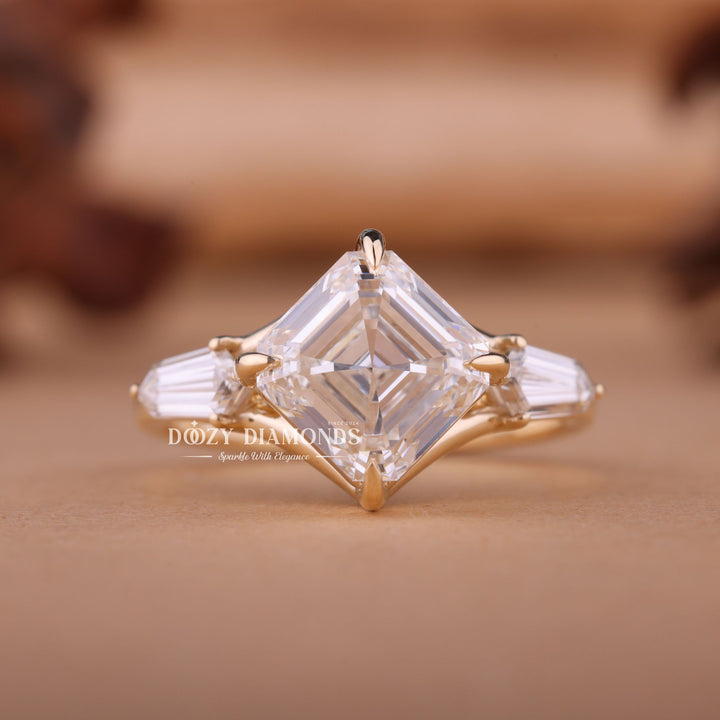 1.50CT-2.50CT Asscher E/VS1 Lab Created Three Stone Style Engagement Ring