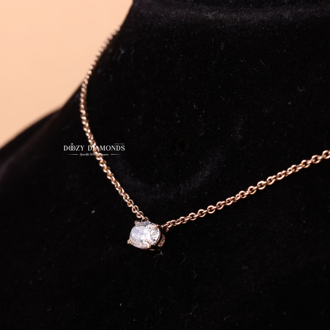 East West Oval Cut Diamond Solitaire Necklace for Her