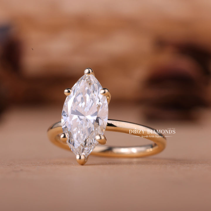 2.0CT-3.0CT Marquise E/VS1 Lab Grown Solitaire Diamond Engagement Ring