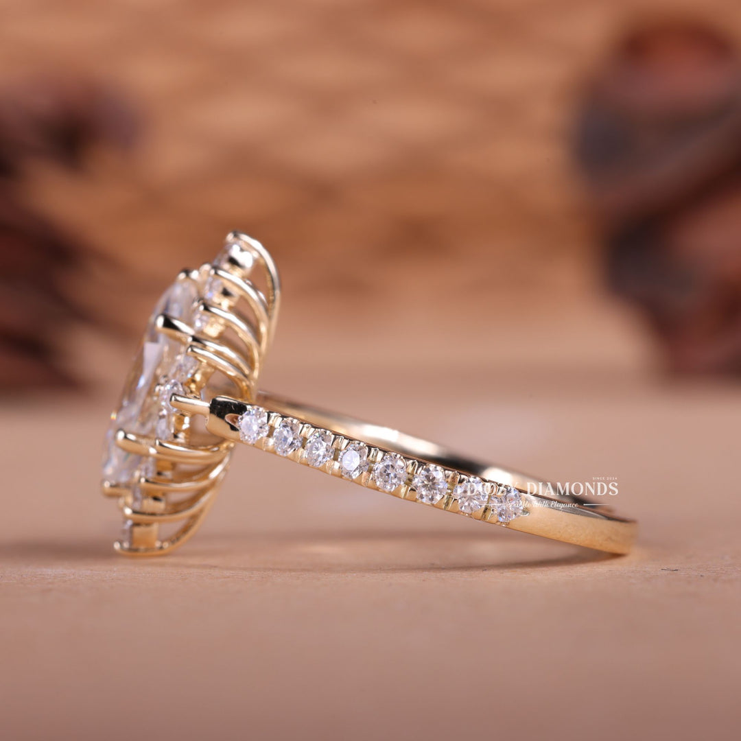 1.0CT-2.0CT Marquise E/VS1 Halo Cluster Lab Grown Engagement Ring