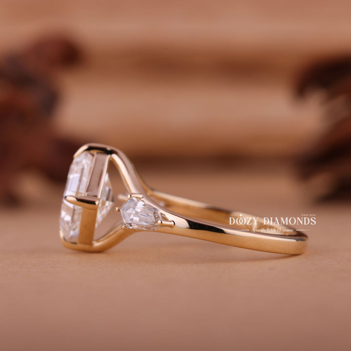 1.50CT-2.50CT Asscher E/VS1 Lab Created Three Stone Style Engagement Ring