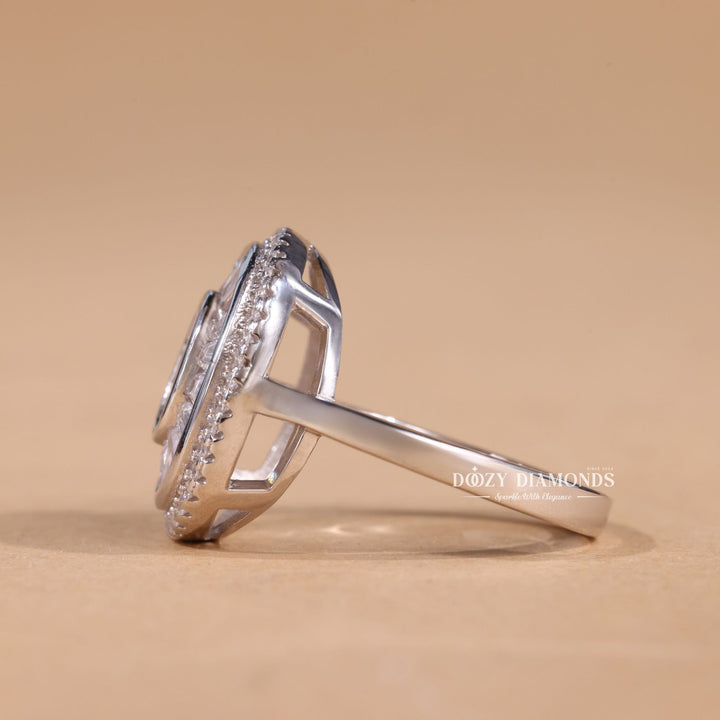 0.25CT-0.75CT Oval EF/VS2 Lab Grown Diamond Halo Cluster Engagement Ring