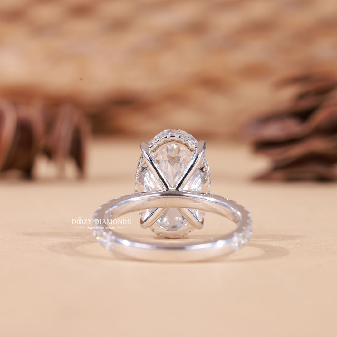 4.50CT-5.50CT Oval Cut E/VS1 Lab Grown Diamond Hidden Halo Engagement Ring