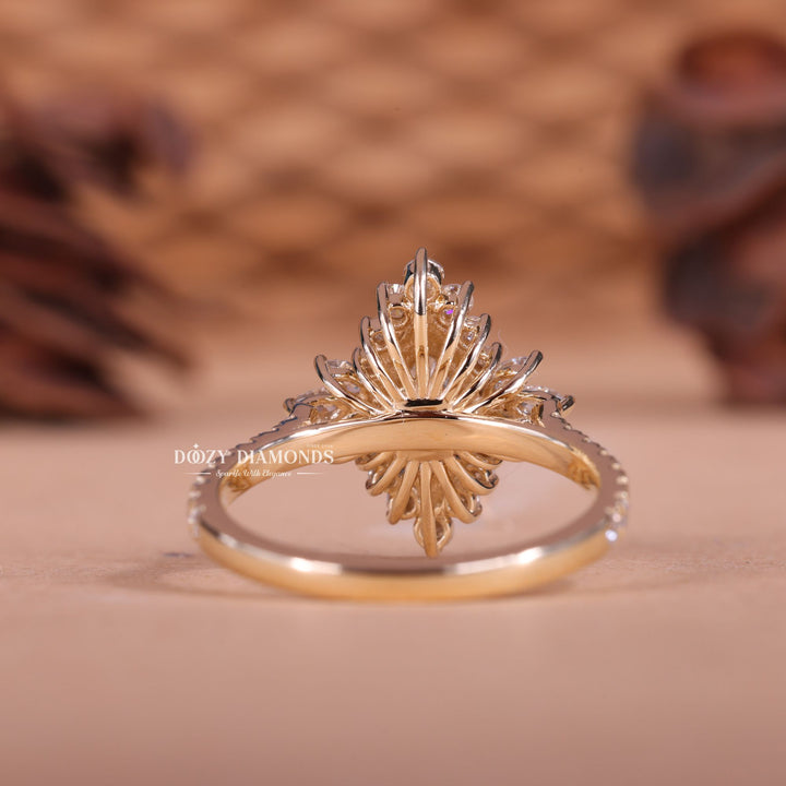 1.0CT-2.0CT Marquise E/VS1 Halo Cluster Lab Grown Engagement Ring