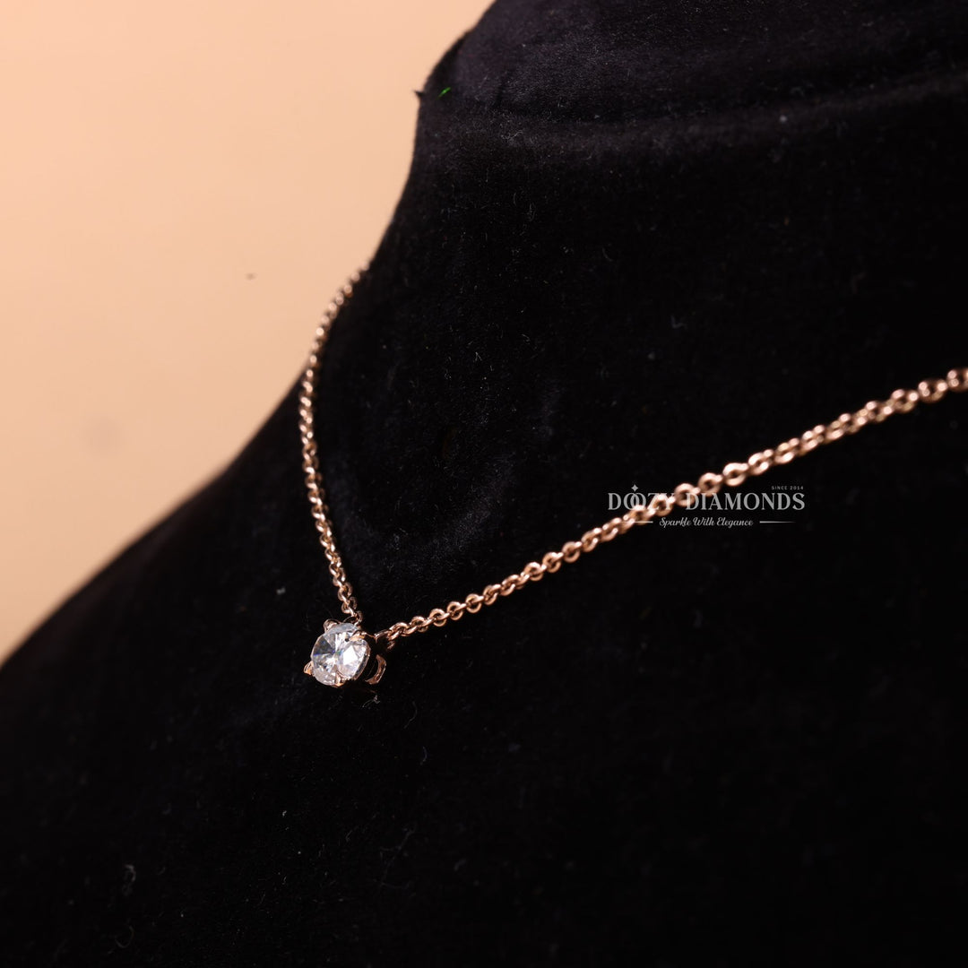 East West Oval Cut Diamond Solitaire Necklace for Her