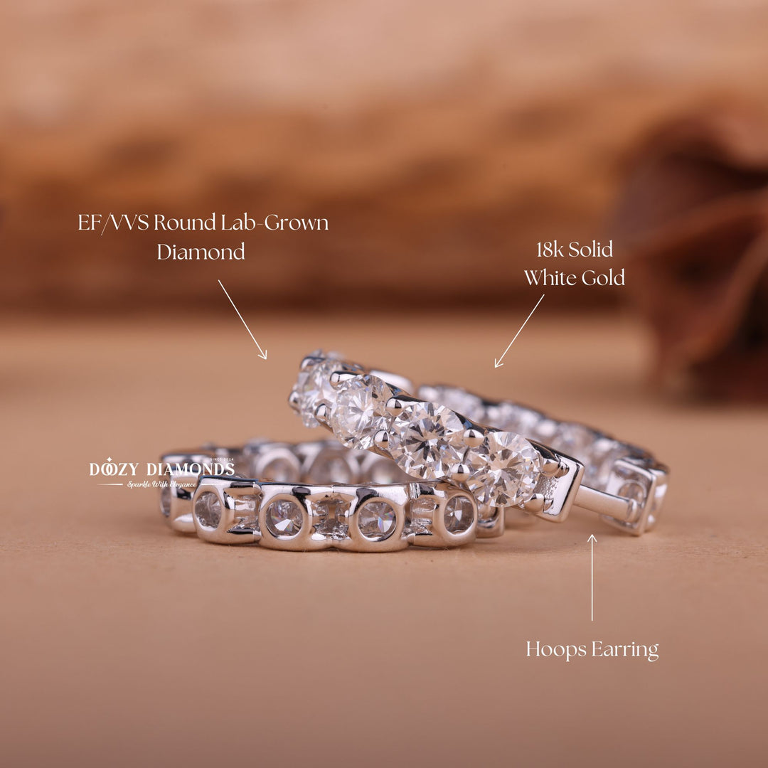 Round EF-VS2 Lab-Grown Diamond Hoops Earrings