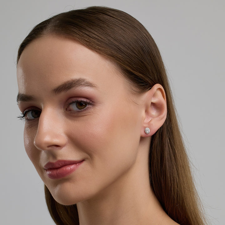Oval FG-VS2 Lab-Grown Diamond Halo Stud Earrings