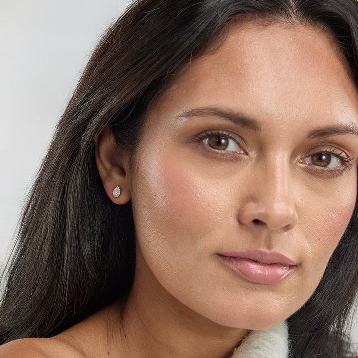 Pear FG-VS2 Lab-Grown Diamond Halo Set Stud Earrings