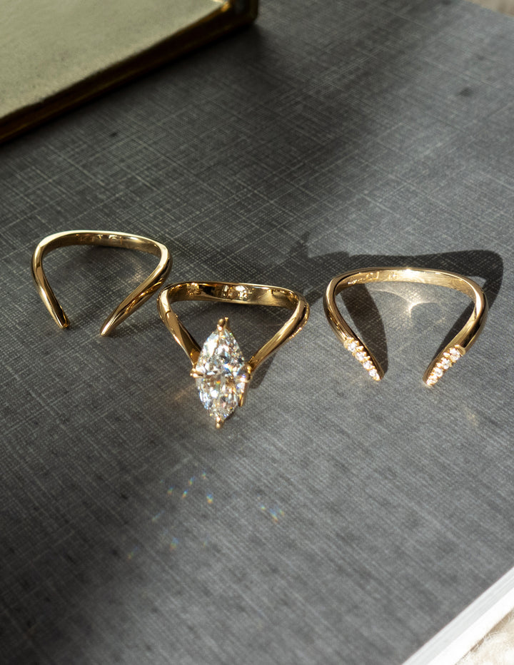 1.50CT Marquise F-VS Lab Grown Eve Wedding Ring Set ~TRIPLE SET