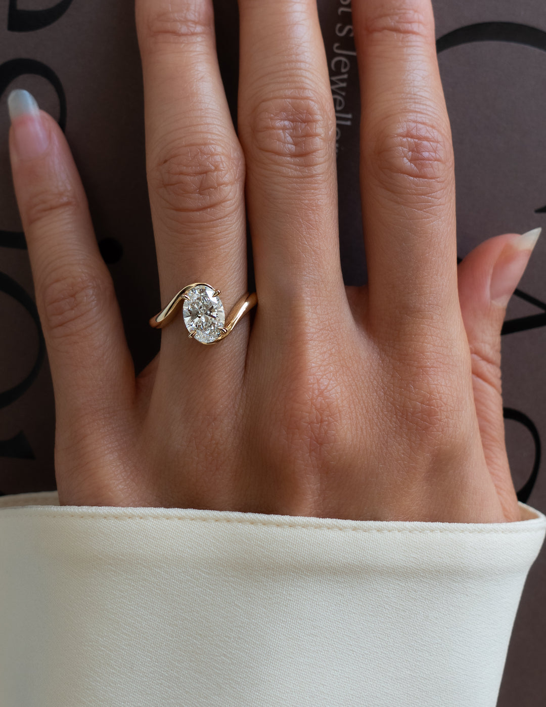 1.50CT-2.50CT Oval Cut Lab Grown Diamond Bypass Engagement Ring