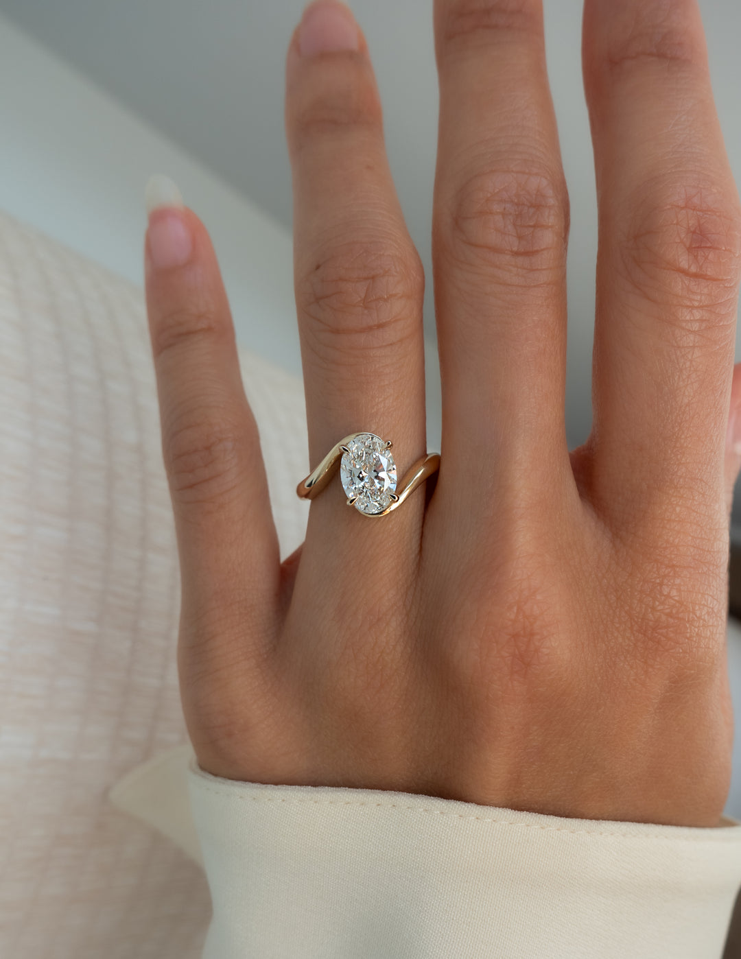 1.50CT-2.50CT Oval Cut Lab Grown Diamond Bypass Engagement Ring