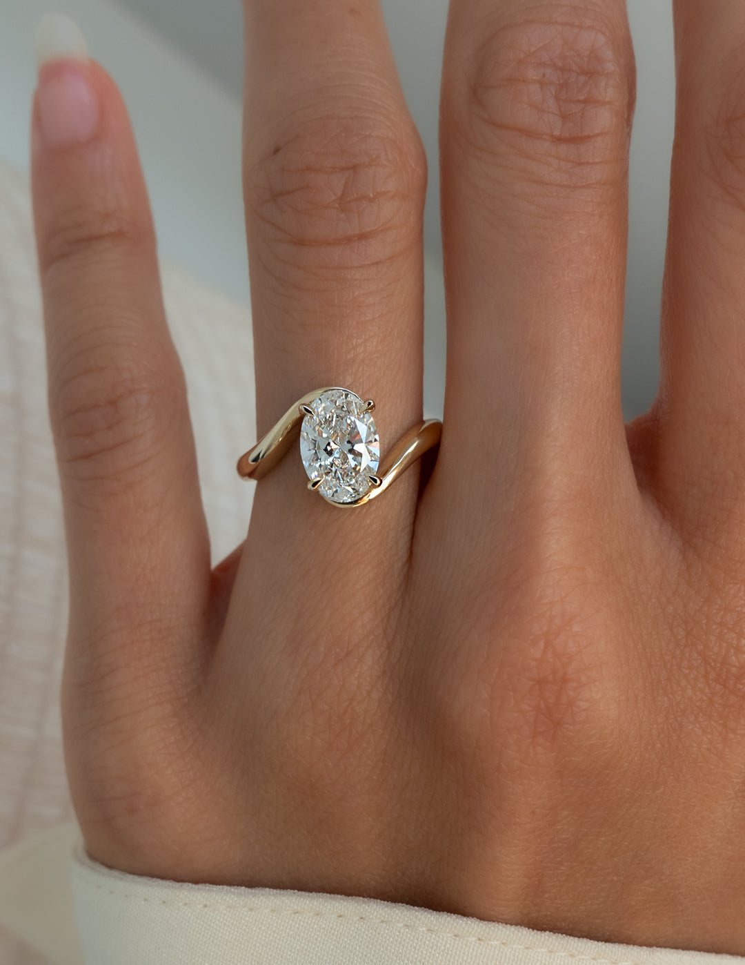 1.50CT-2.50CT Oval Cut Lab Grown Diamond Bypass Engagement Ring