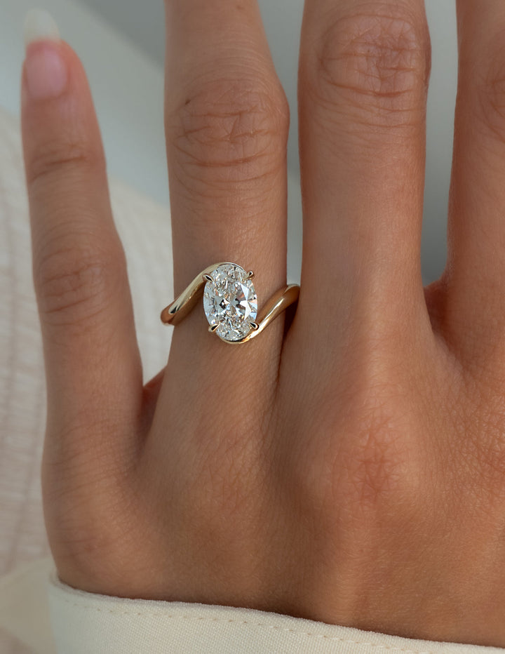 1.50CT-2.50CT Oval Cut Lab Grown Diamond Bypass Engagement Ring