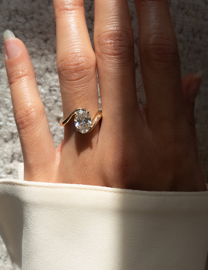 1.50CT-2.50CT Oval Cut Lab Grown Diamond Bypass Engagement Ring