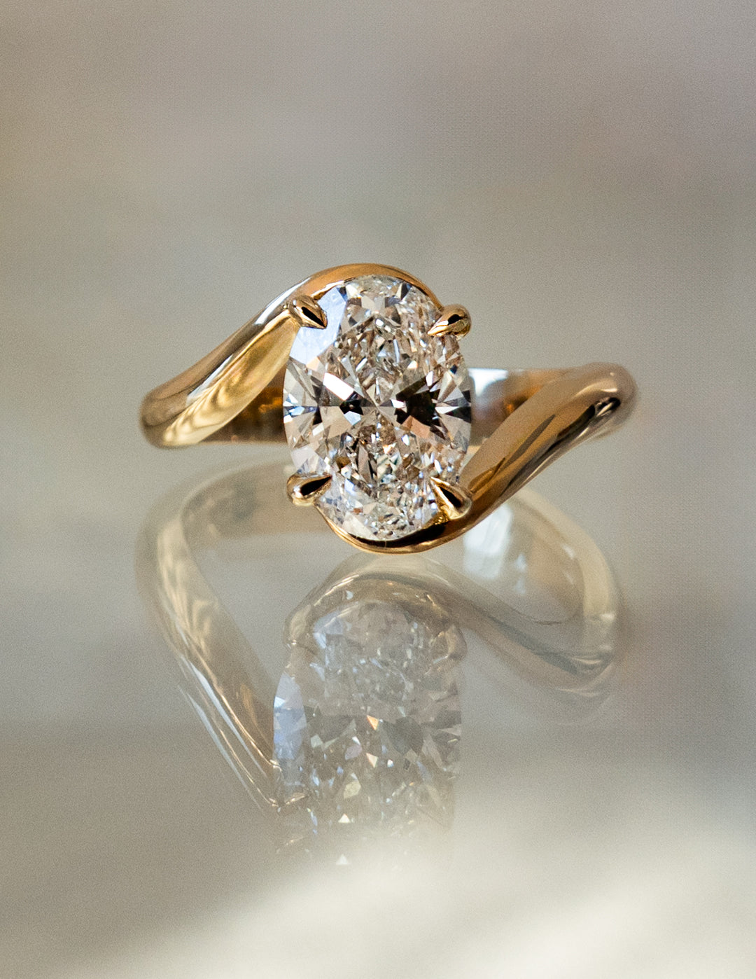 1.50CT-2.50CT Oval Cut Lab Grown Diamond Bypass Engagement Ring