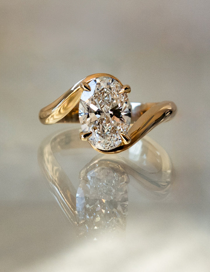 1.50CT-2.50CT Oval Cut Lab Grown Diamond Bypass Engagement Ring