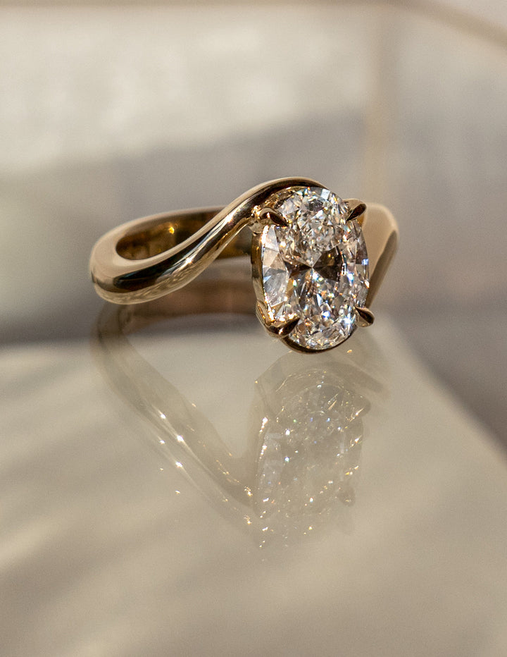 1.50CT-2.50CT Oval Cut Lab Grown Diamond Bypass Engagement Ring