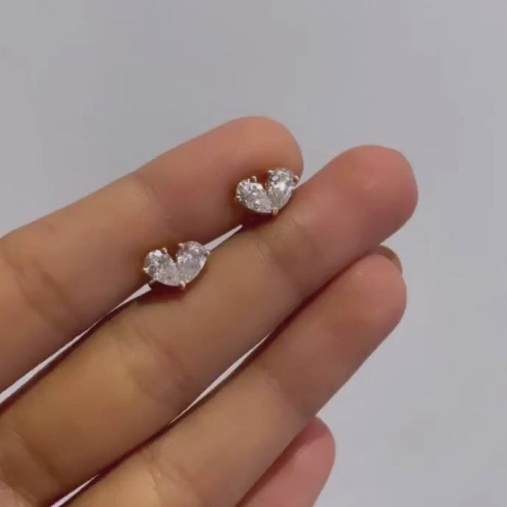 Pear F-VVS Lab-Grown Diamond Two Stone Stud Earrings