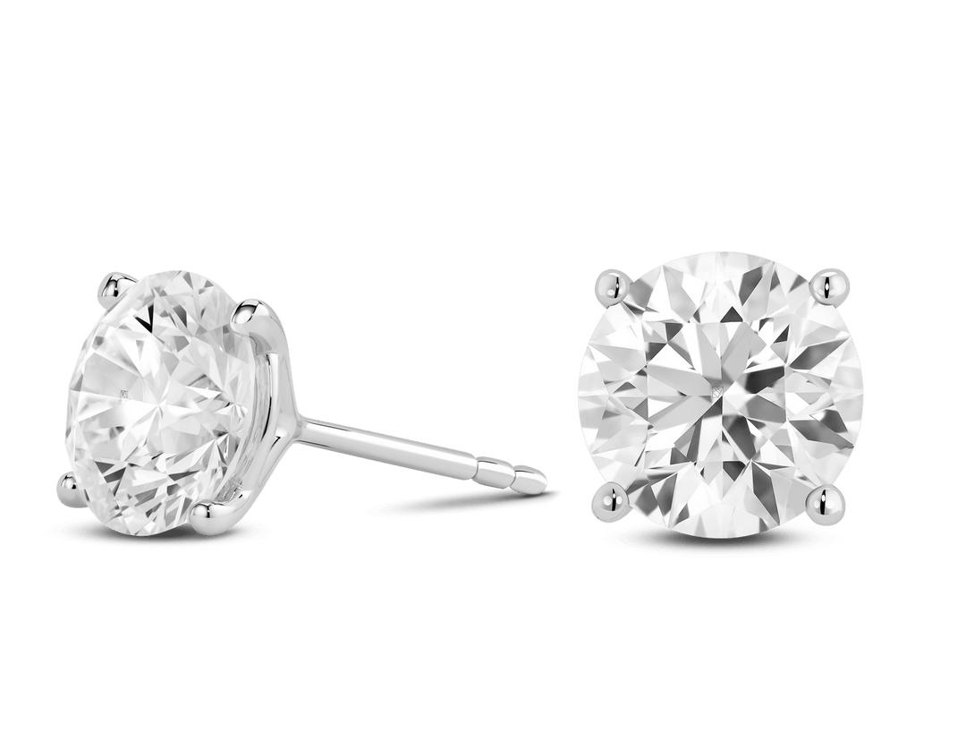 4ct Round Brilliant F-VS Lab-Grown Diamond Solitaire Stud Earrings