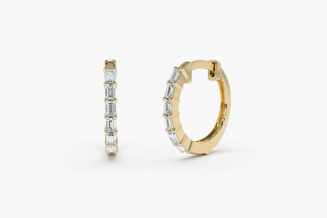 Baguette Cut Diamond Moissanite Hoop Earring Gift for Women