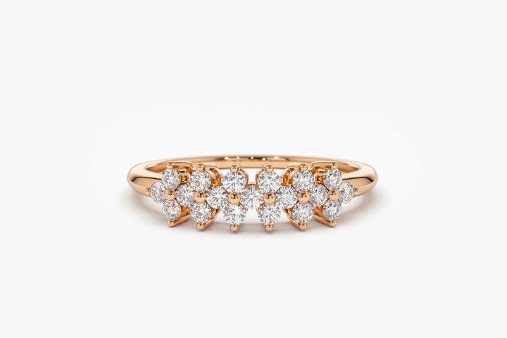 Round Cut Diamond Cluster Wedding Ring in 18K Solid Gold for Women