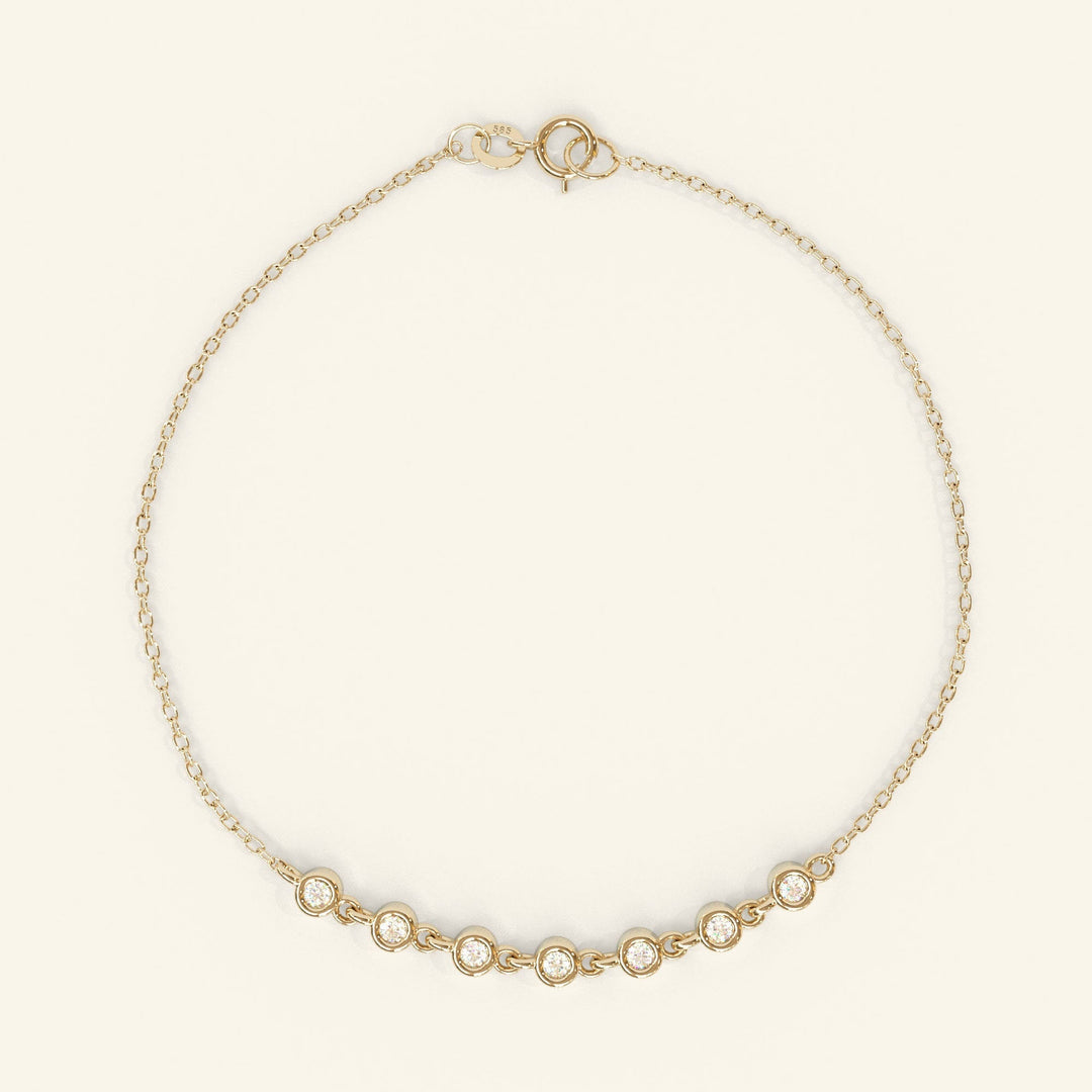 Round Cut Moissanite Diamond Bezel Setting Bracelet for Women