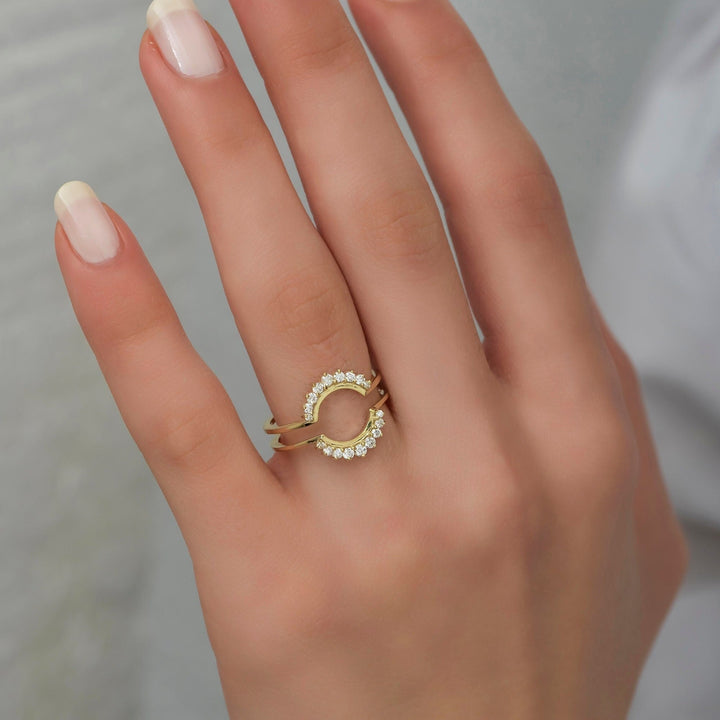 2 Piece Created Round Cut Diamond Woman Ring for Gift