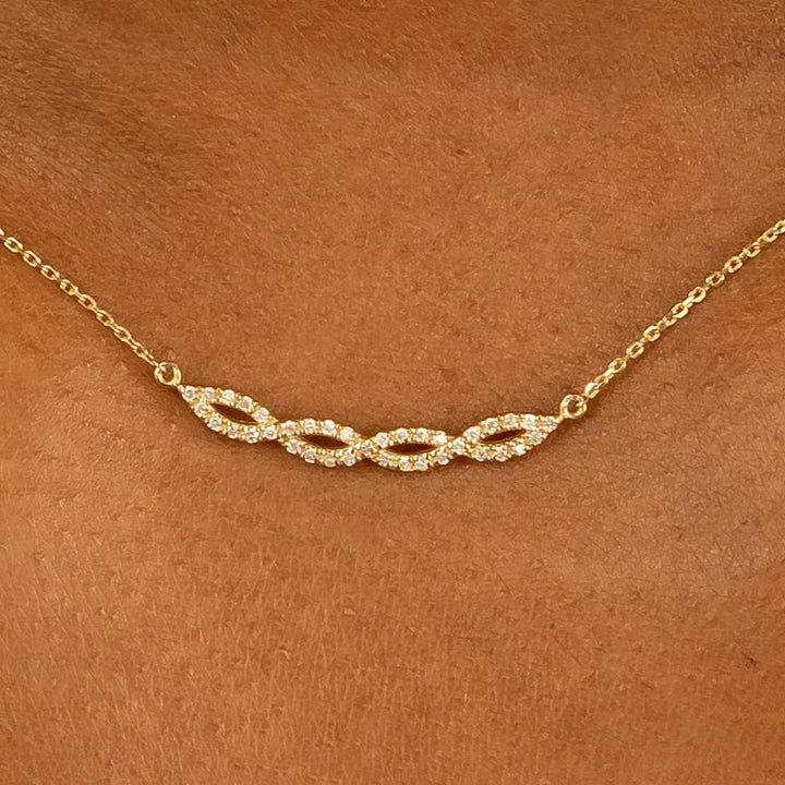 Swirl Diamond 14k Solid Gold Infinity Necklace for Her