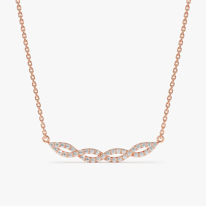 Swirl Diamond 14k Solid Gold Infinity Necklace for Her