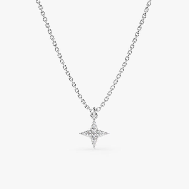 Round Cut Diamond North Star Necklace for Women