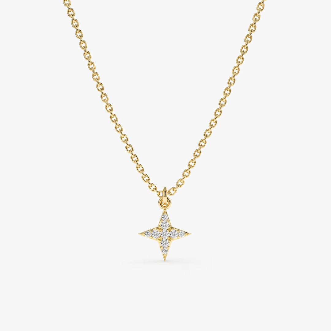 Round Cut Diamond North Star Necklace for Women