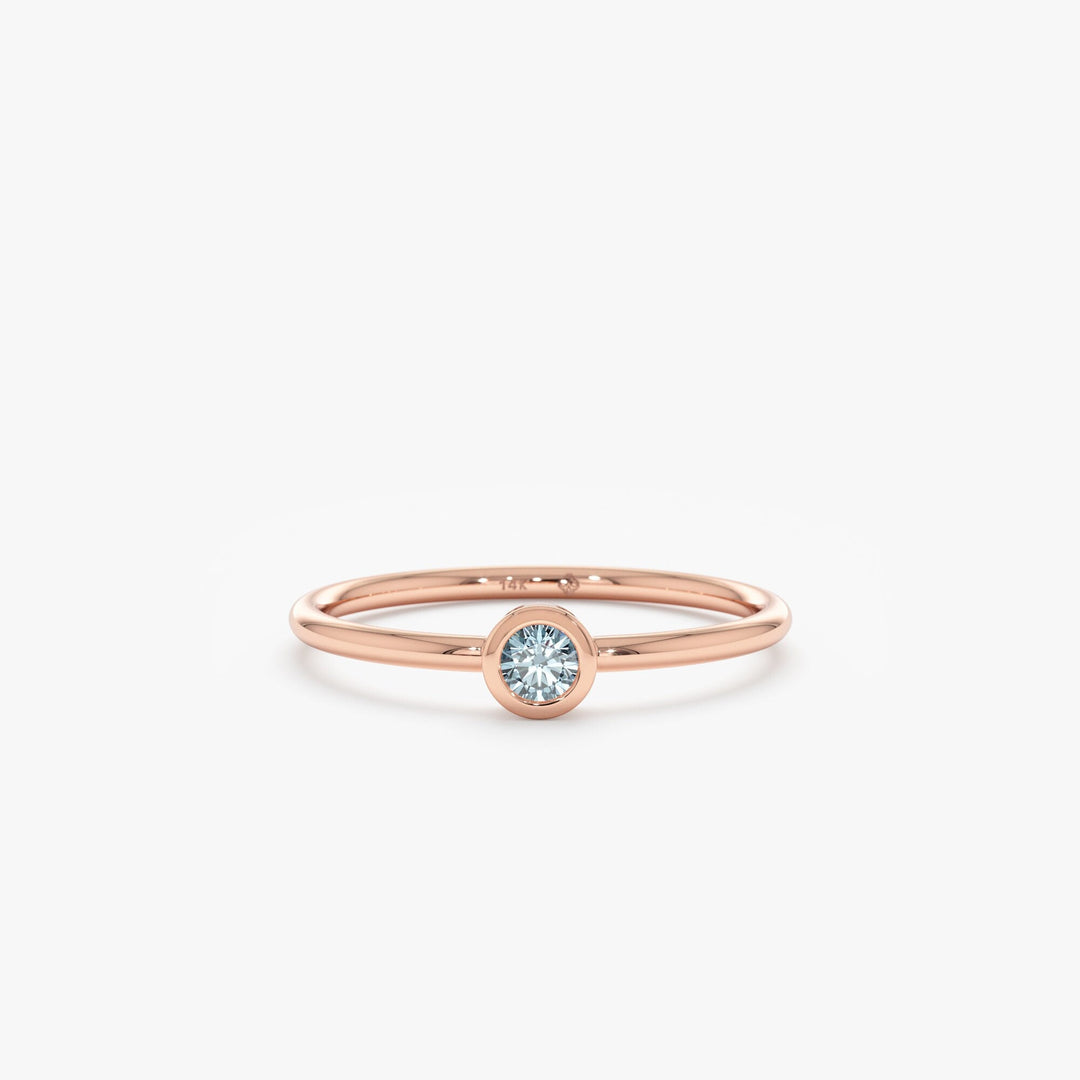 Bezel Set Round Cut Diamond Ring for Her for Birthday Gift