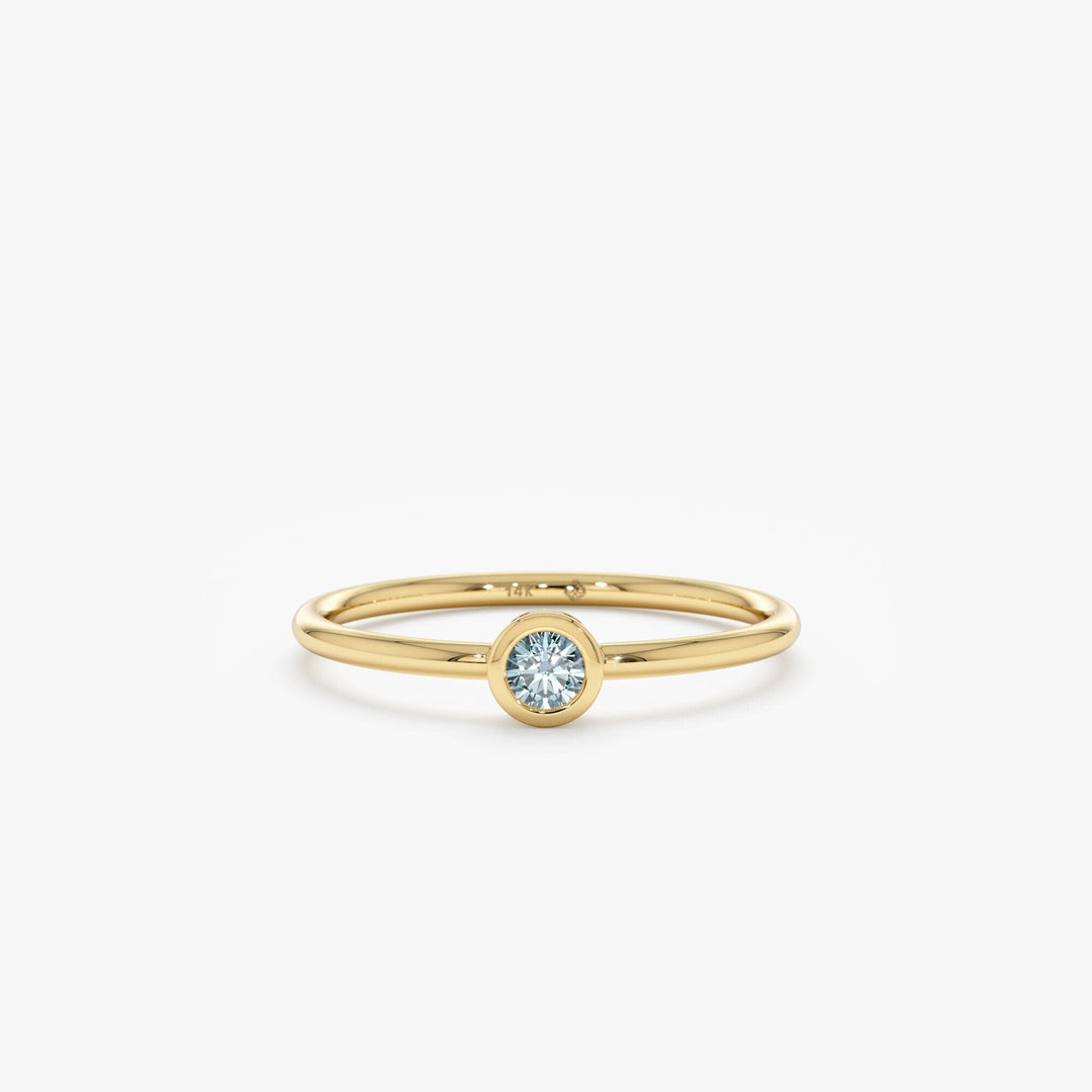 Bezel Set Round Cut Diamond Ring for Her for Birthday Gift