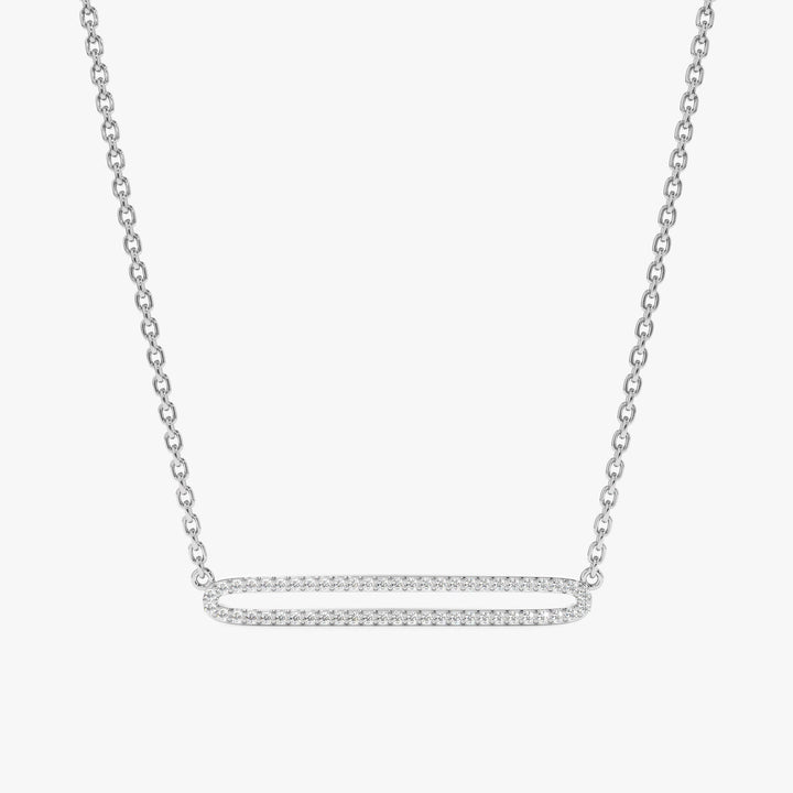 Round Cut Diamond Rectangle Shape Necklace for Her