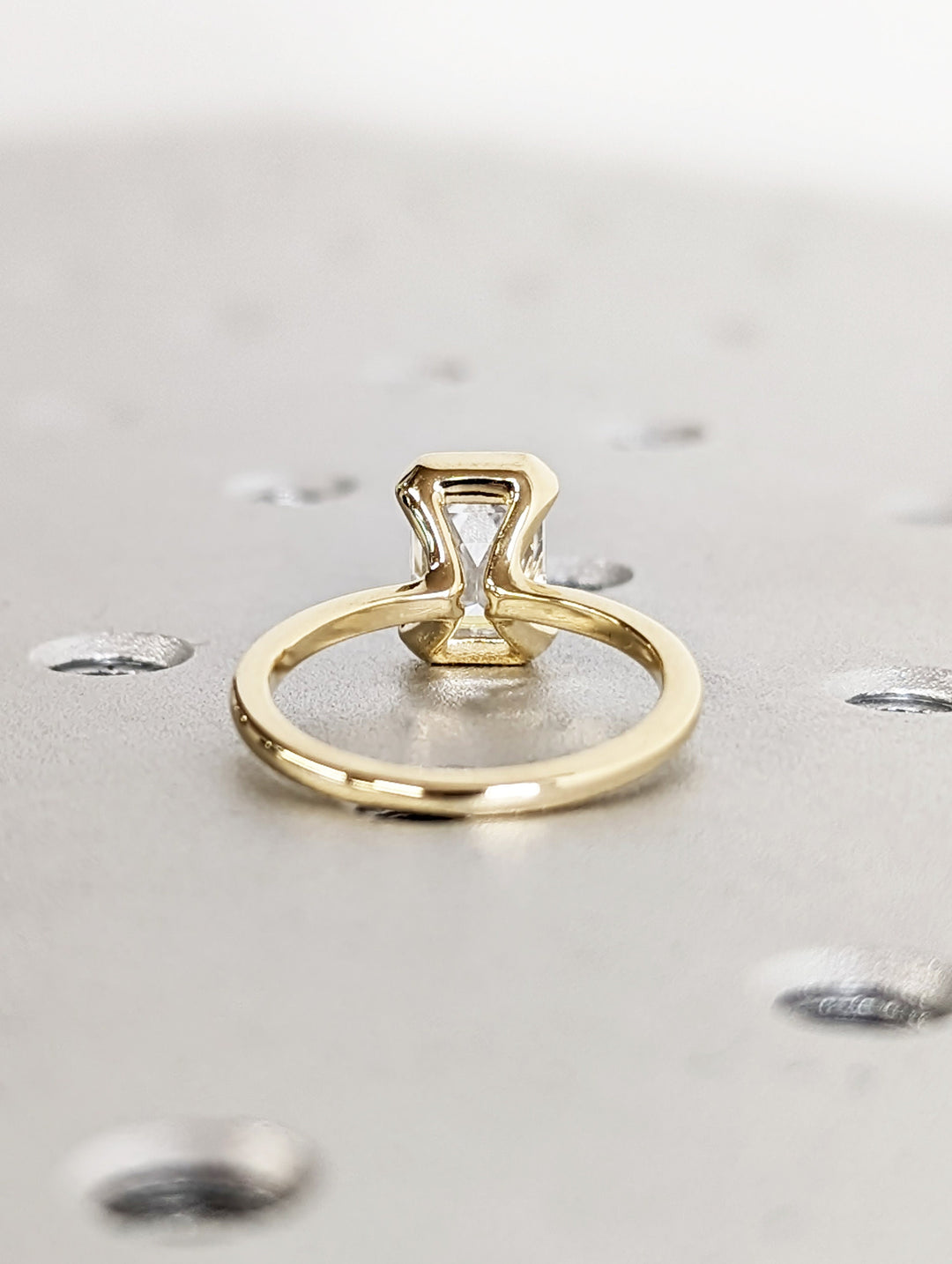 1.50CT Emerald Cut Half Bezel Lab Grown Diamond Engagement Ring For Her