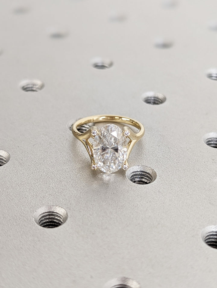 3.0CT Oval Cut Unique Lab Grown Diamond Engagement Ring For Women