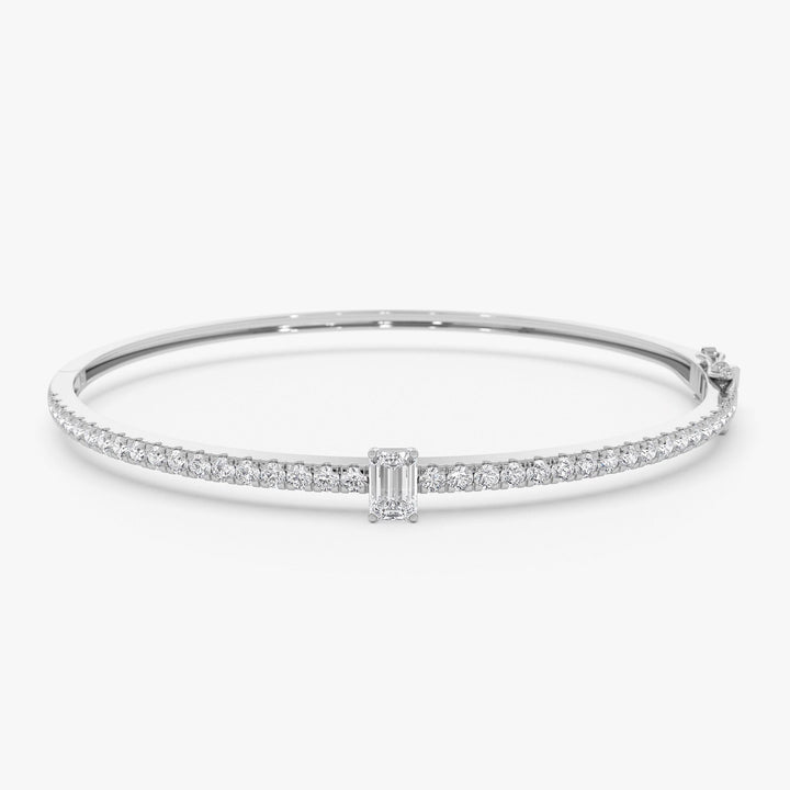 Emerald Shape Diamond Bracelet Bangle for Women