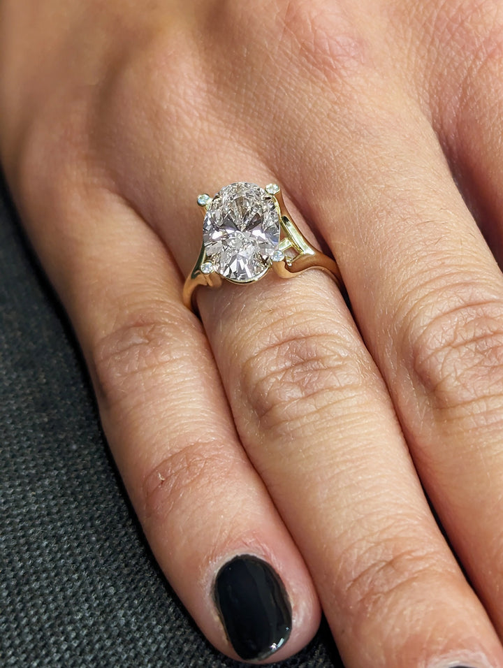 3.0CT Oval Cut Unique Lab Grown Diamond Engagement Ring For Women
