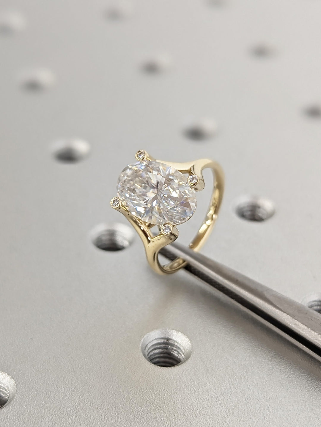 3.0CT Oval Cut Unique Lab Grown Diamond Engagement Ring For Women