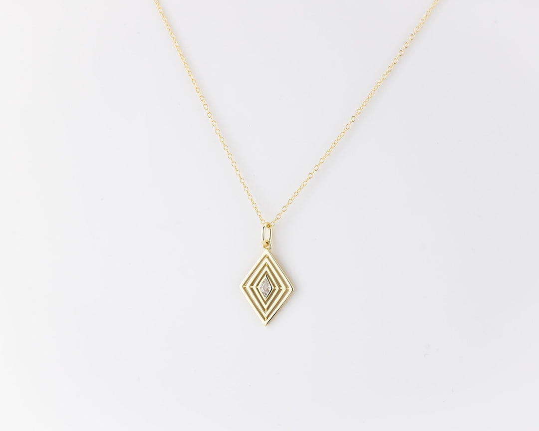 Rhombus art deco Diamond Pendant for Women in Gold