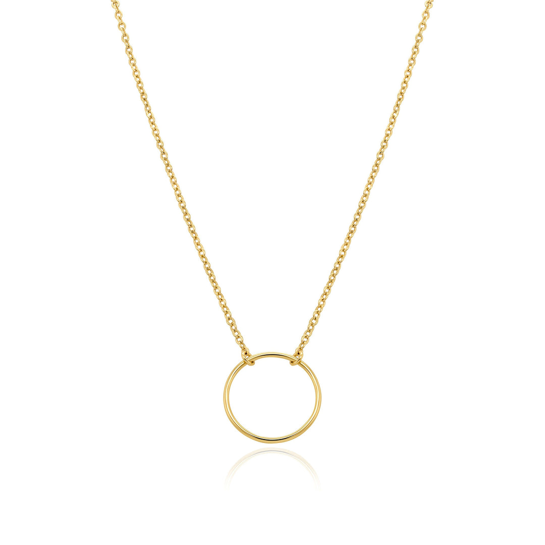 Circle Pendant Dainty Simple Necklace in 14K Solid Gold