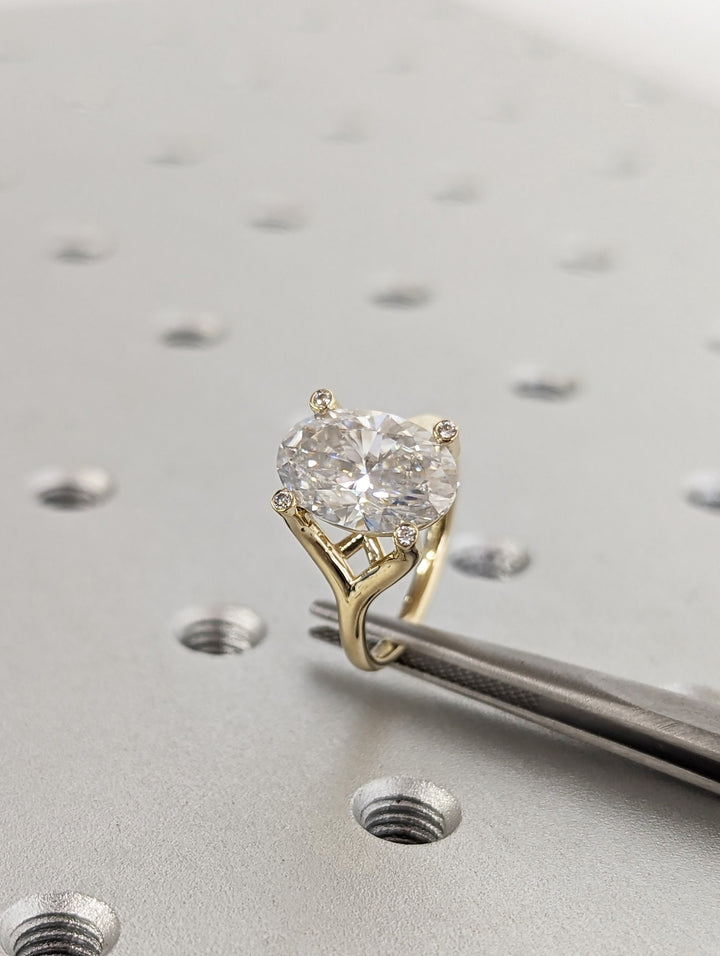 3.0CT Oval Cut Unique Lab Grown Diamond Engagement Ring For Women