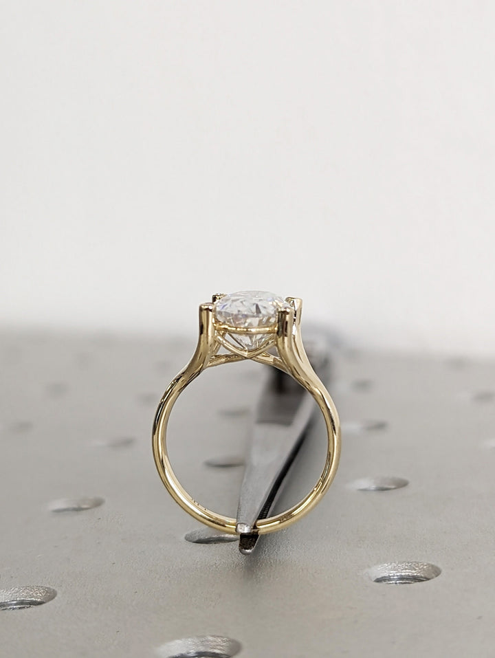 3.0CT Oval Cut Unique Lab Grown Diamond Engagement Ring For Women