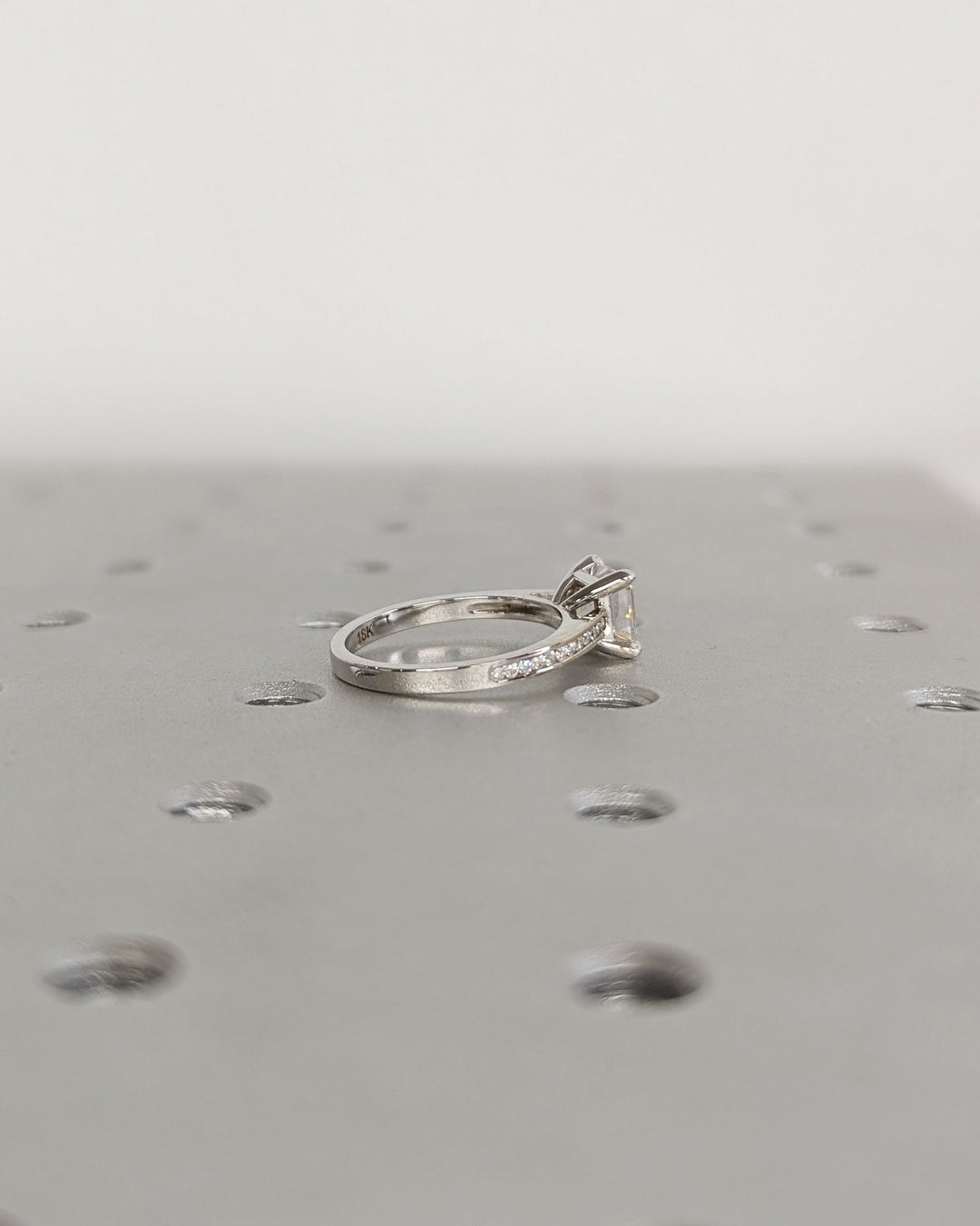 1.50CT Asscher Cut Channel Lab Grown Diamond Engagement Ring For Women