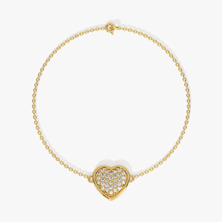 Round Cut Diamond Heart Bracelet For Her