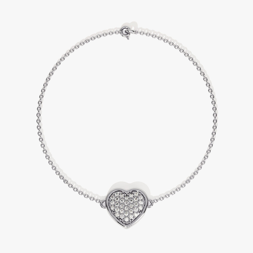 Round Cut Diamond Heart Bracelet For Her