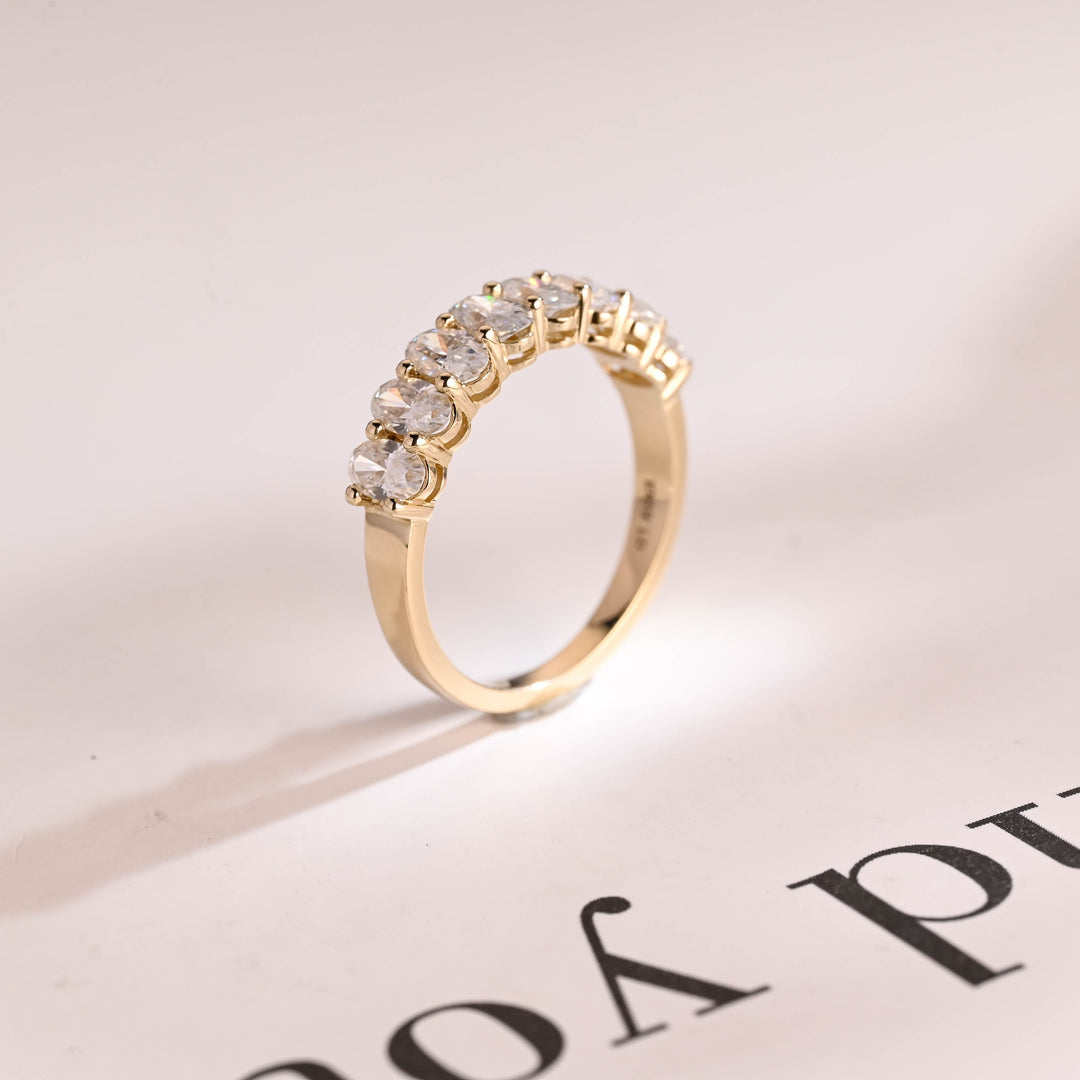 0.85CT Oval Cut Half Eternity CVD EF/VVS Diamond Wedding Band