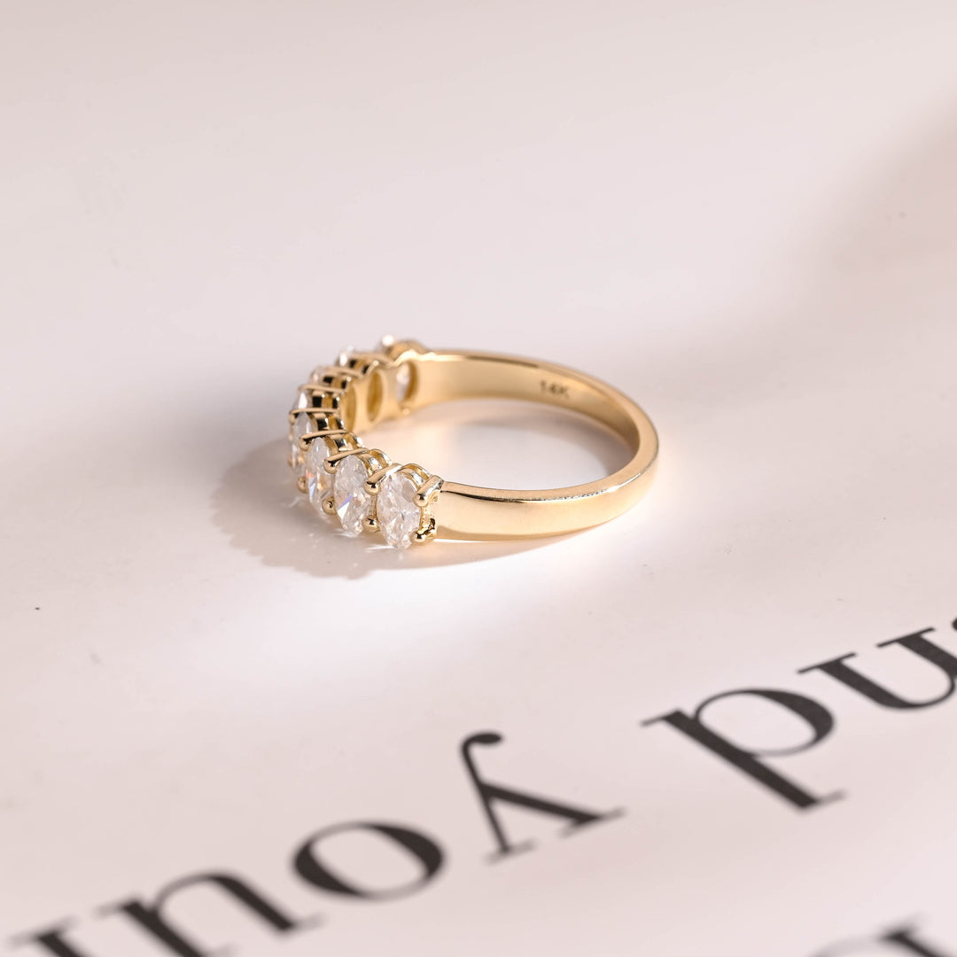 0.85CT Oval Cut Half Eternity CVD EF/VVS Diamond Wedding Band