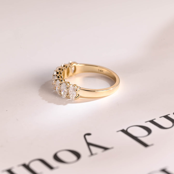 0.85CT Oval Cut Half Eternity CVD EF/VVS Diamond Wedding Band