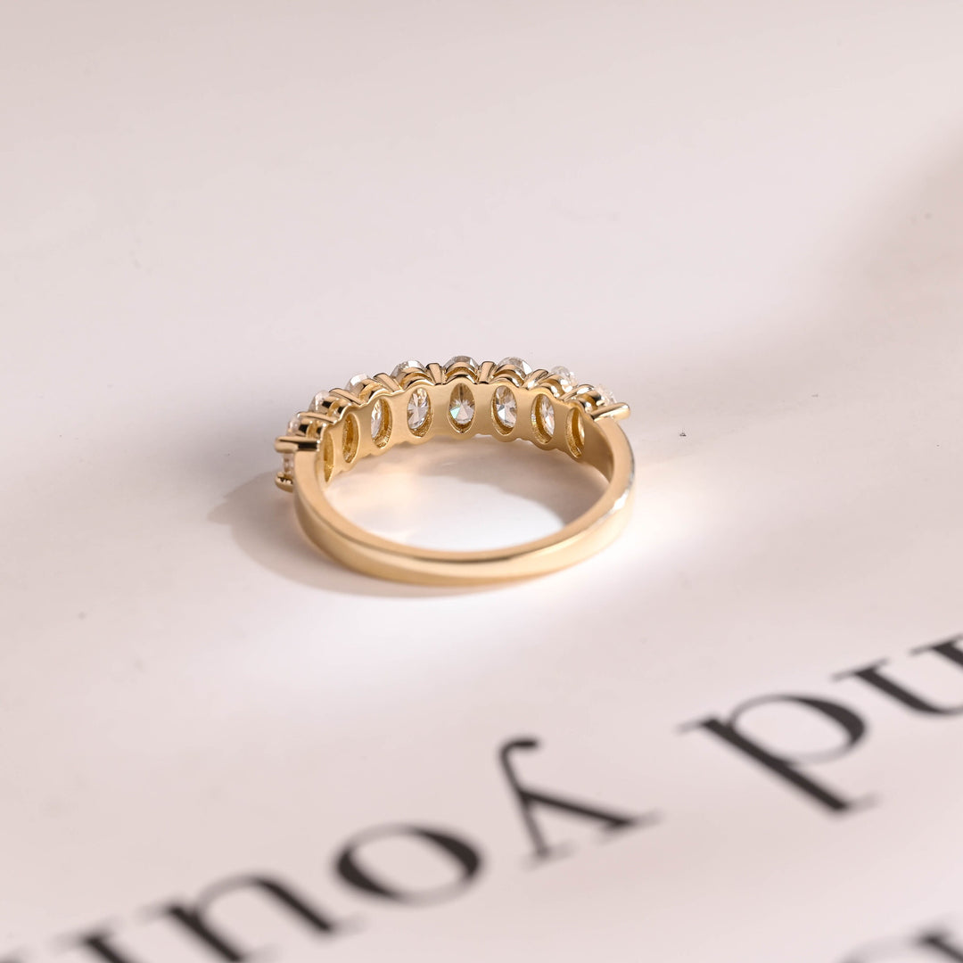 0.85CT Oval Cut Half Eternity CVD EF/VVS Diamond Wedding Band